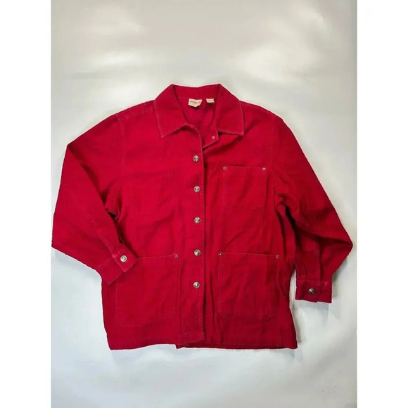 Vintage Crossroads Shacket Womens Large Corduroy Red Jacket Western Cowgirlcore - Picture 1 of 7